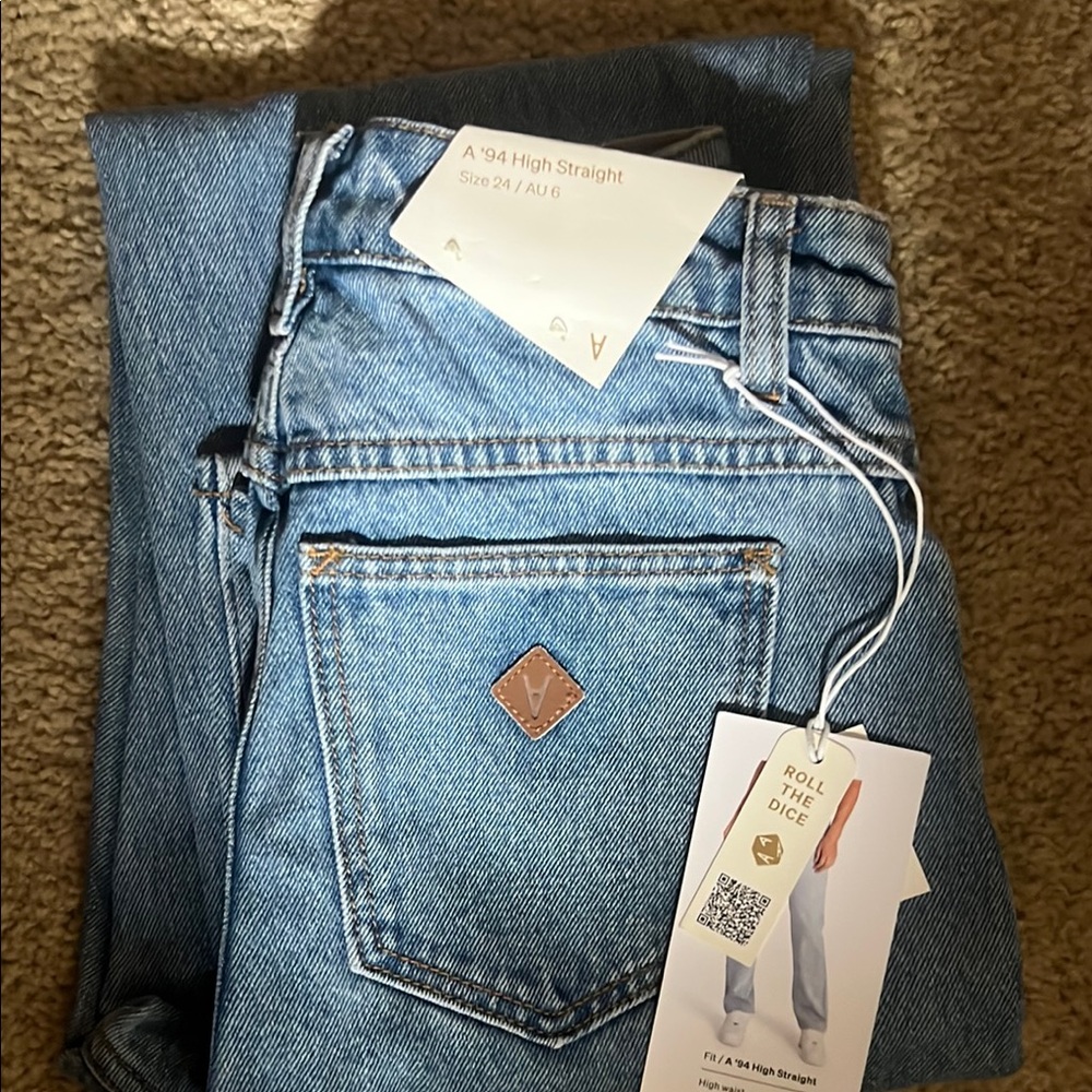 Classic Blue Straight Leg Jeans with Natural Fading